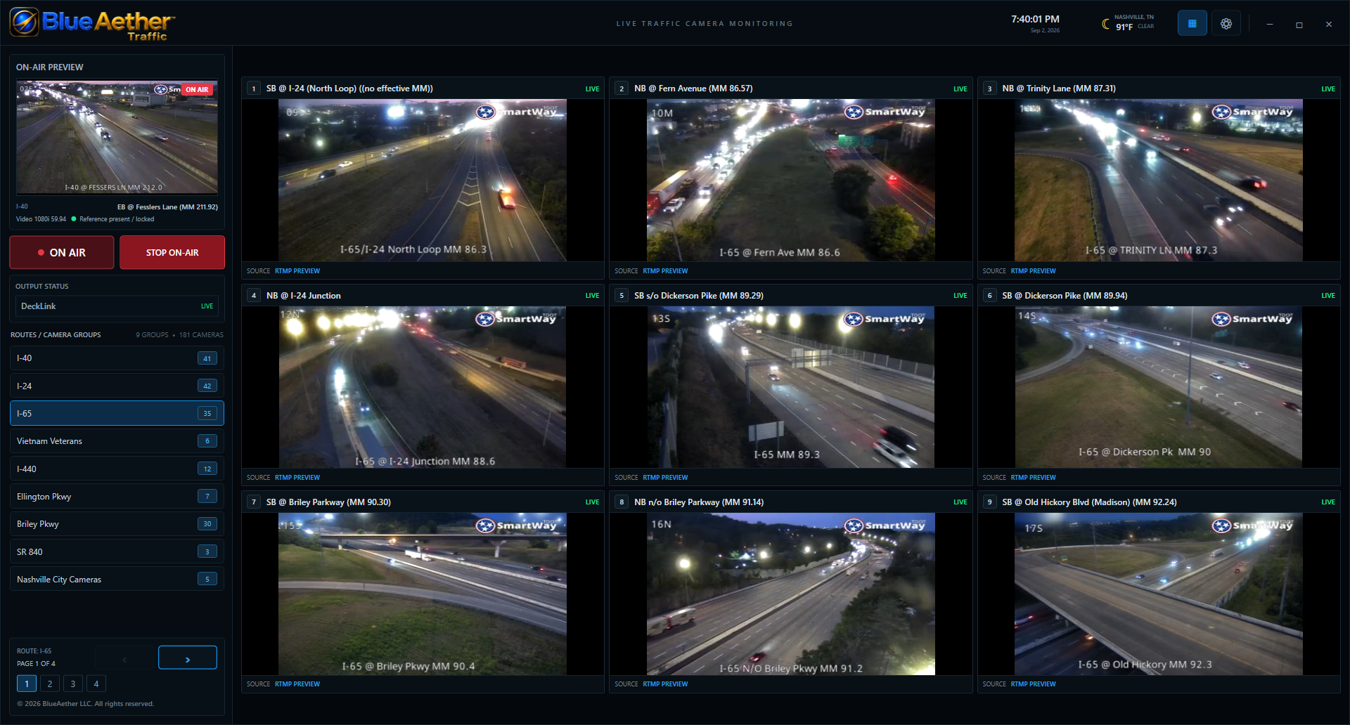 BlueAether Traffic camera monitoring interface